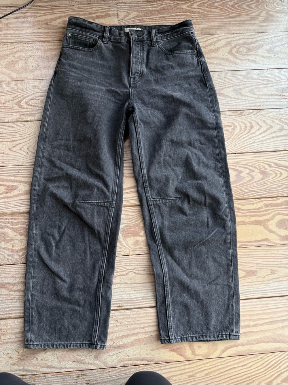 Madewell Black Darted Barrel Leg Button Fly Jeans size 26
